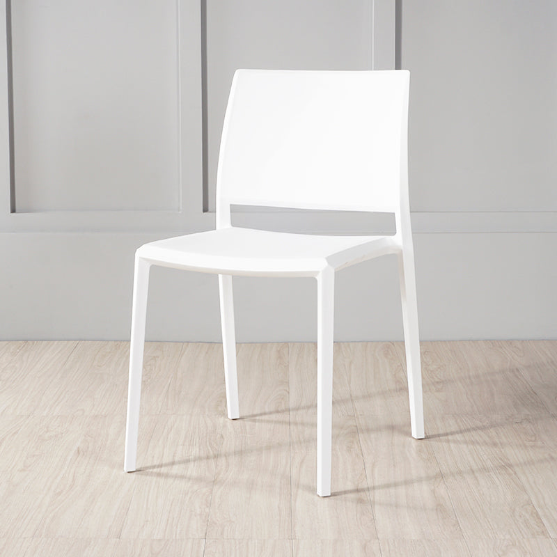 Nordic Style Armless Plastic Dining Room Chairs Open Back Dining Side Chair White 1 Piece Clearhalo ' kitchen&dining_furn' 'Dining Chairs' 'Dining Tables & Seating' 'dining_chair' 'furn' 'furn_dining_chair' 'Furniture' 'furniture_dining_chair' 'Kitchen & Dining Furniture' 'kitchen' 3574715