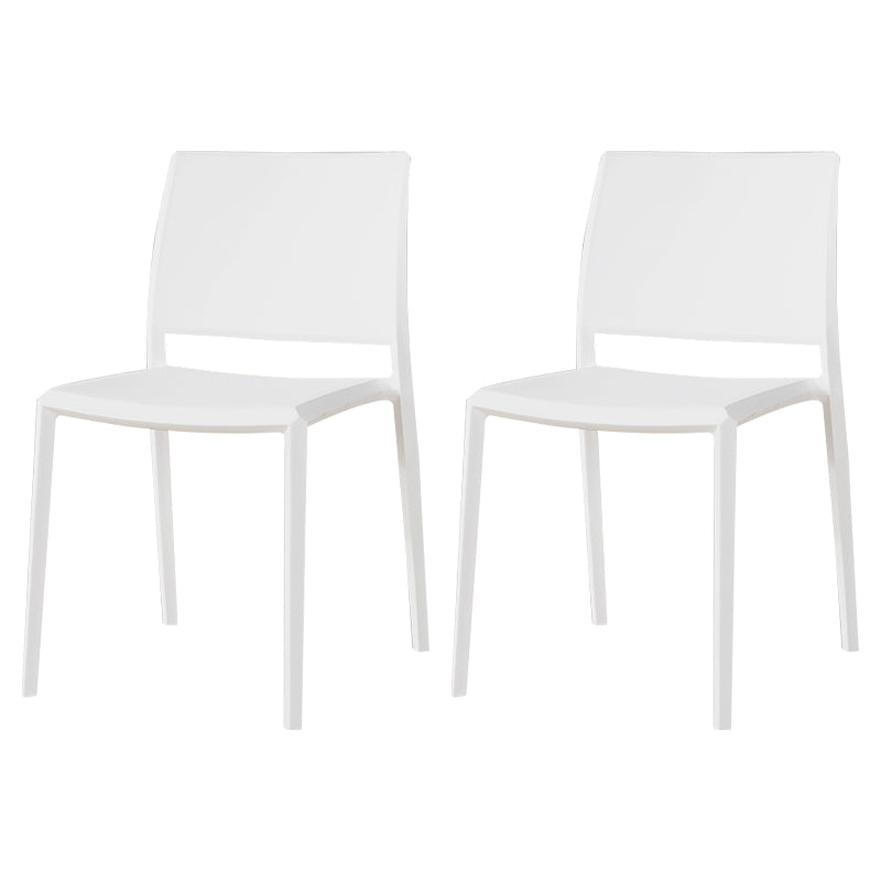 Nordic Style Armless Plastic Dining Room Chairs Open Back Dining Side Chair White 2 Piece Set Clearhalo ' kitchen&dining_furn' 'Dining Chairs' 'Dining Tables & Seating' 'dining_chair' 'furn' 'furn_dining_chair' 'Furniture' 'furniture_dining_chair' 'Kitchen & Dining Furniture' 'kitchen' 3574716