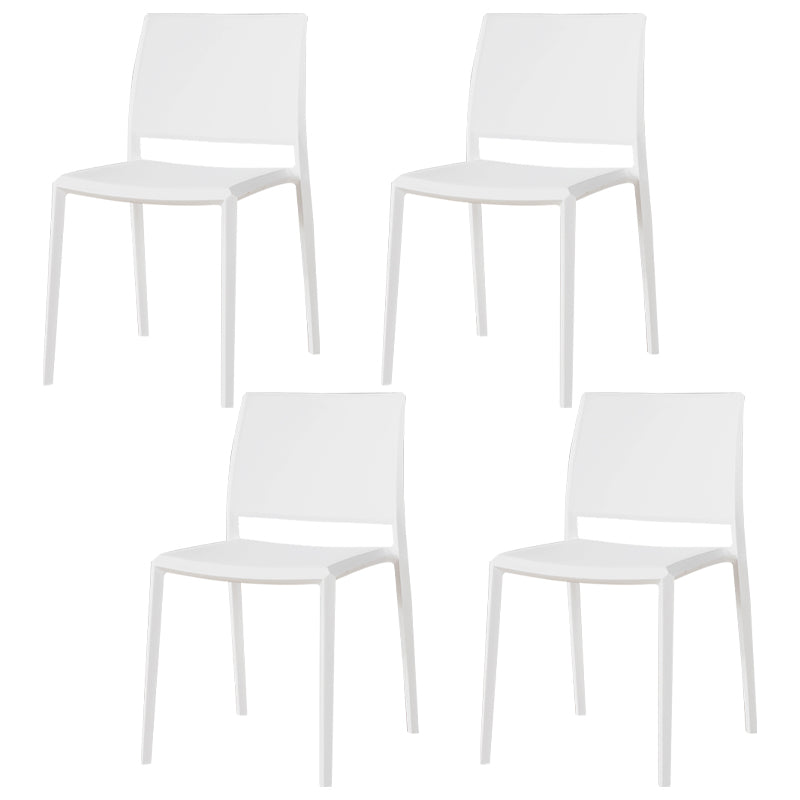 Nordic Style Armless Plastic Dining Room Chairs Open Back Dining Side Chair White 4 Piece Set Clearhalo ' kitchen&dining_furn' 'Dining Chairs' 'Dining Tables & Seating' 'dining_chair' 'furn' 'furn_dining_chair' 'Furniture' 'furniture_dining_chair' 'Kitchen & Dining Furniture' 'kitchen' 3574717