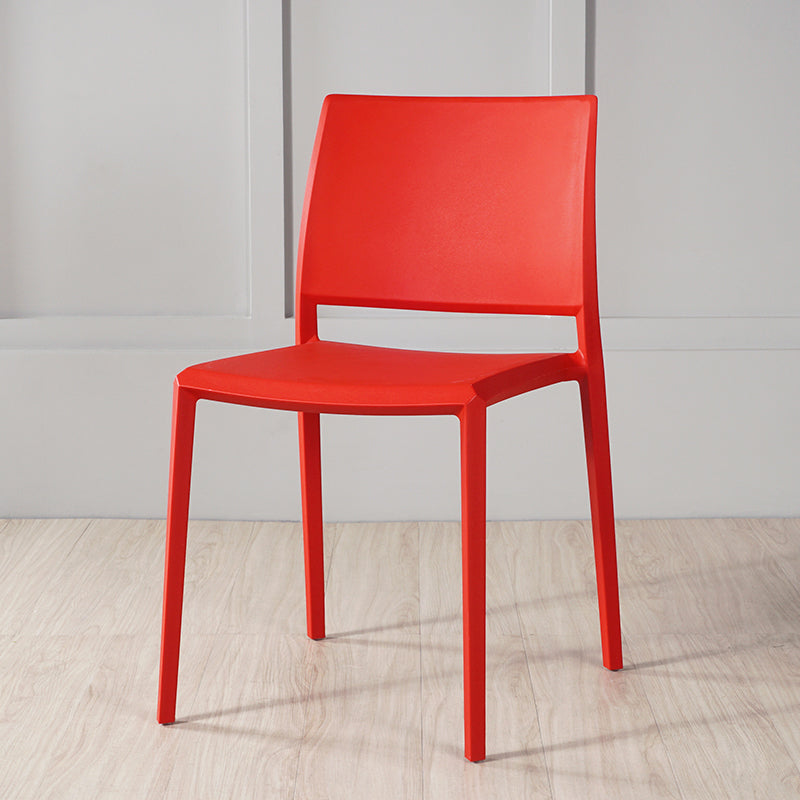 Nordic Style Armless Plastic Dining Room Chairs Open Back Dining Side Chair Red 1 Piece Clearhalo ' kitchen&dining_furn' 'Dining Chairs' 'Dining Tables & Seating' 'dining_chair' 'furn' 'furn_dining_chair' 'Furniture' 'furniture_dining_chair' 'Kitchen & Dining Furniture' 'kitchen' 3574718