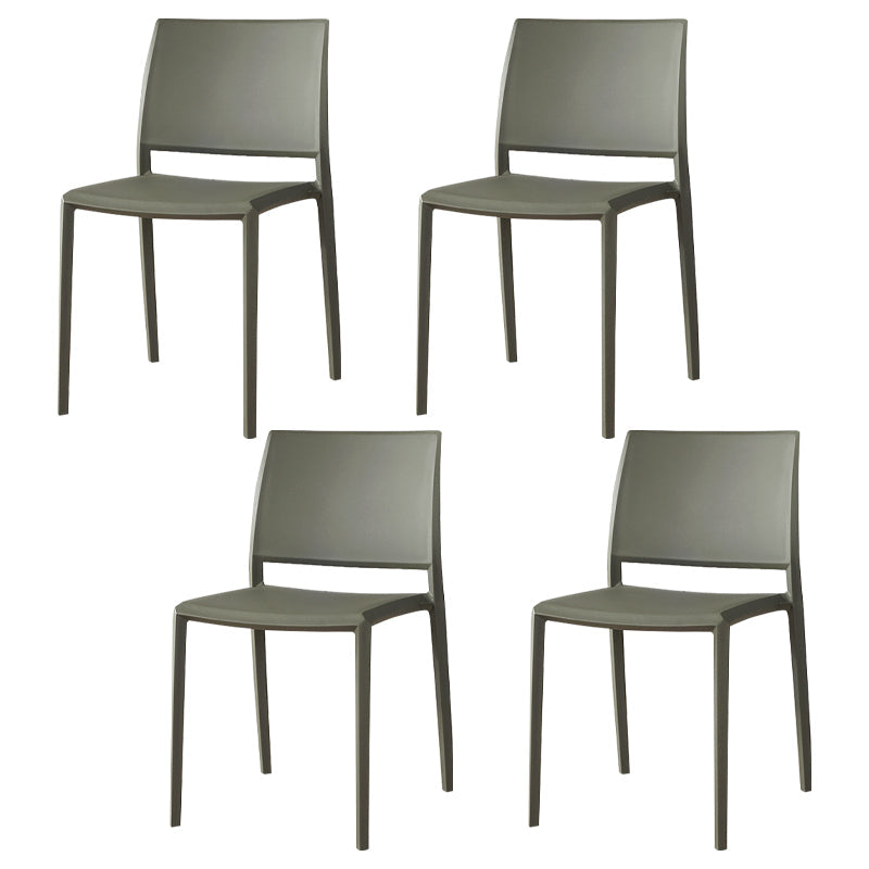 Nordic Style Armless Plastic Dining Room Chairs Open Back Dining Side Chair Green 4 Piece Set Clearhalo ' kitchen&dining_furn' 'Dining Chairs' 'Dining Tables & Seating' 'dining_chair' 'furn' 'furn_dining_chair' 'Furniture' 'furniture_dining_chair' 'Kitchen & Dining Furniture' 'kitchen' 3574723