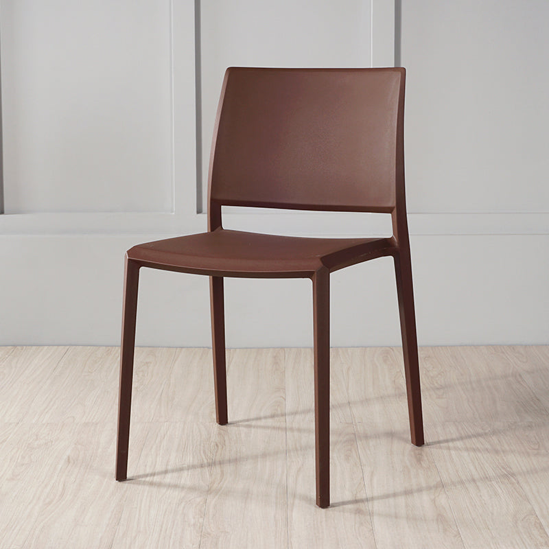 Nordic Style Armless Plastic Dining Room Chairs Open Back Dining Side Chair Coffee 1 Piece Clearhalo ' kitchen&dining_furn' 'Dining Chairs' 'Dining Tables & Seating' 'dining_chair' 'furn' 'furn_dining_chair' 'Furniture' 'furniture_dining_chair' 'Kitchen & Dining Furniture' 'kitchen' 3574724