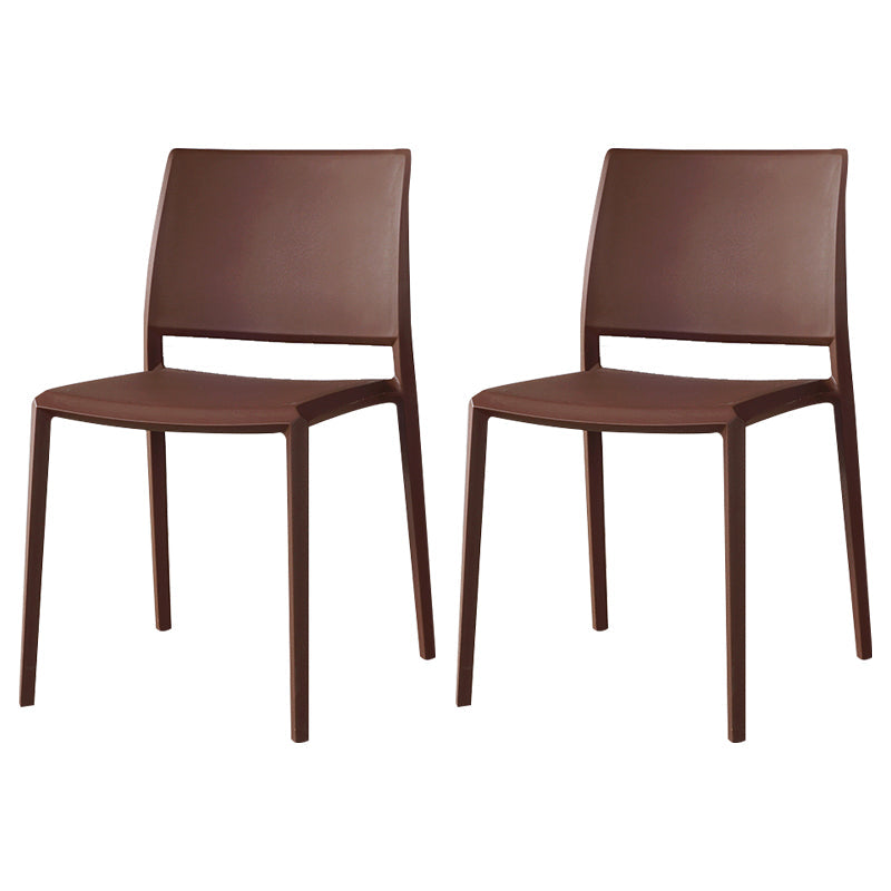 Nordic Style Armless Plastic Dining Room Chairs Open Back Dining Side Chair Coffee 2 Piece Set Clearhalo ' kitchen&dining_furn' 'Dining Chairs' 'Dining Tables & Seating' 'dining_chair' 'furn' 'furn_dining_chair' 'Furniture' 'furniture_dining_chair' 'Kitchen & Dining Furniture' 'kitchen' 3574725