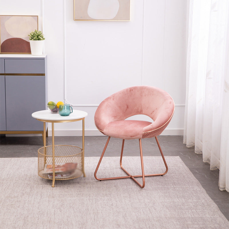 Minimalist Metal Kitchen Dining Side Chair Opening Back Dining Side Chair Pink 1 Piece Clearhalo ' kitchen&dining_furn' 'Dining Chairs' 'Dining Tables & Seating' 'dining_chair' 'furn' 'furn_dining_chair' 'Furniture' 'furniture_dining_chair' 'Kitchen & Dining Furniture' 'kitchen' 3574728