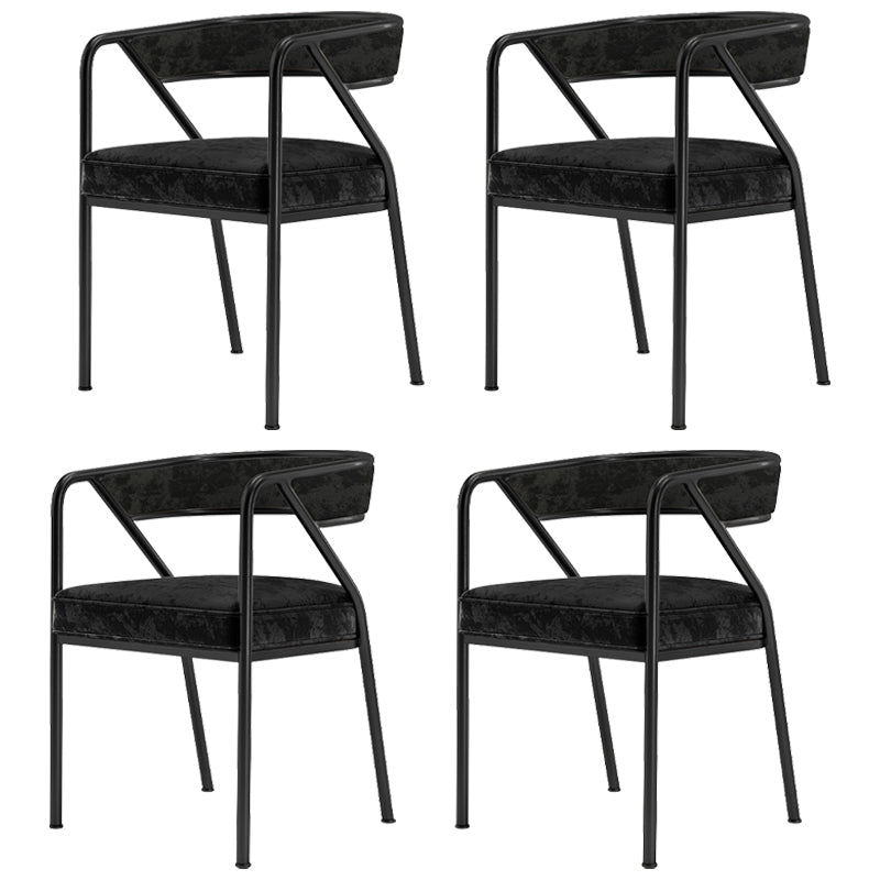 Flannel Scandinavian Restaurant Arm Chair Open Multi-color Dining Chair Black 4 Piece Set Black Clearhalo ' kitchen&dining_furn' 'Dining Chairs' 'Dining Tables & Seating' 'dining_chair' 'furn' 'furn_dining_chair' 'Furniture' 'furniture_dining_chair' 'Kitchen & Dining Furniture' 'kitchen' 3574761