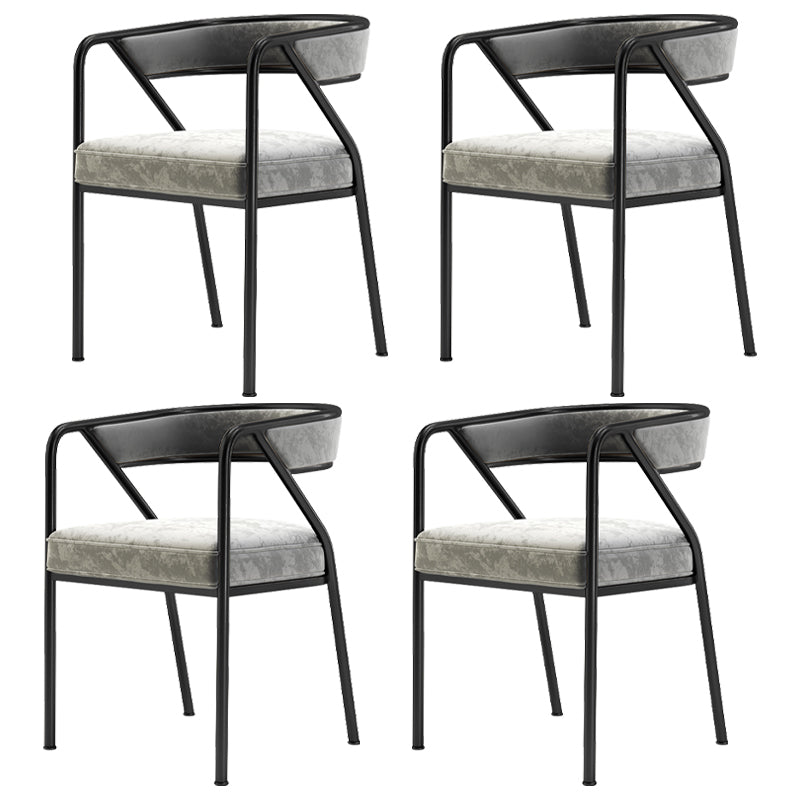 Flannel Scandinavian Restaurant Arm Chair Open Multi-color Dining Chair Grey 4 Piece Set Black Clearhalo ' kitchen&dining_furn' 'Dining Chairs' 'Dining Tables & Seating' 'dining_chair' 'furn' 'furn_dining_chair' 'Furniture' 'furniture_dining_chair' 'Kitchen & Dining Furniture' 'kitchen' 3574768