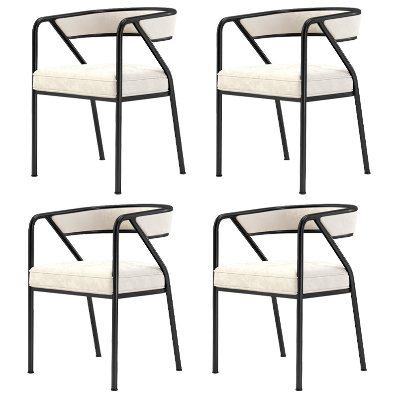Flannel Scandinavian Restaurant Arm Chair Open Multi-color Dining Chair Off-White 4 Piece Set Black Clearhalo ' kitchen&dining_furn' 'Dining Chairs' 'Dining Tables & Seating' 'dining_chair' 'furn' 'furn_dining_chair' 'Furniture' 'furniture_dining_chair' 'Kitchen & Dining Furniture' 'kitchen' 3574780
