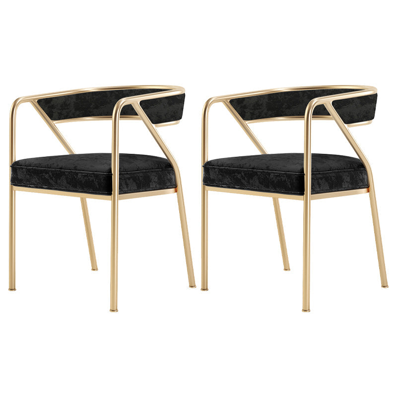 Flannel Scandinavian Restaurant Arm Chair Open Multi-color Dining Chair Black 2 Piece Set Brass Gold Clearhalo ' kitchen&dining_furn' 'Dining Chairs' 'Dining Tables & Seating' 'dining_chair' 'furn' 'furn_dining_chair' 'Furniture' 'furniture_dining_chair' 'Kitchen & Dining Furniture' 'kitchen' 3574782