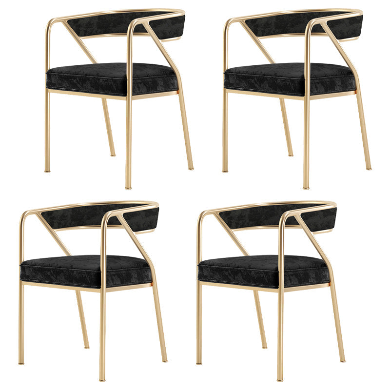 Flannel Scandinavian Restaurant Arm Chair Open Multi-color Dining Chair Black 4 Piece Set Brass Gold Clearhalo ' kitchen&dining_furn' 'Dining Chairs' 'Dining Tables & Seating' 'dining_chair' 'furn' 'furn_dining_chair' 'Furniture' 'furniture_dining_chair' 'Kitchen & Dining Furniture' 'kitchen' 3574783