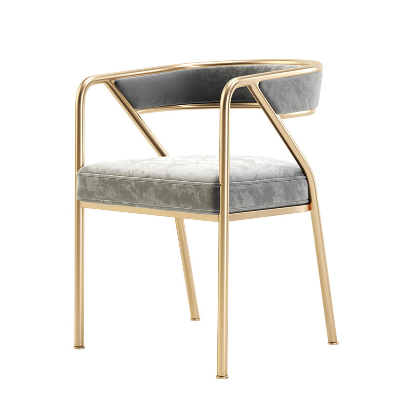 Flannel Scandinavian Restaurant Arm Chair Open Multi-color Dining Chair Grey 1 Piece Brass Gold Clearhalo ' kitchen&dining_furn' 'Dining Chairs' 'Dining Tables & Seating' 'dining_chair' 'furn' 'furn_dining_chair' 'Furniture' 'furniture_dining_chair' 'Kitchen & Dining Furniture' 'kitchen' 3574784