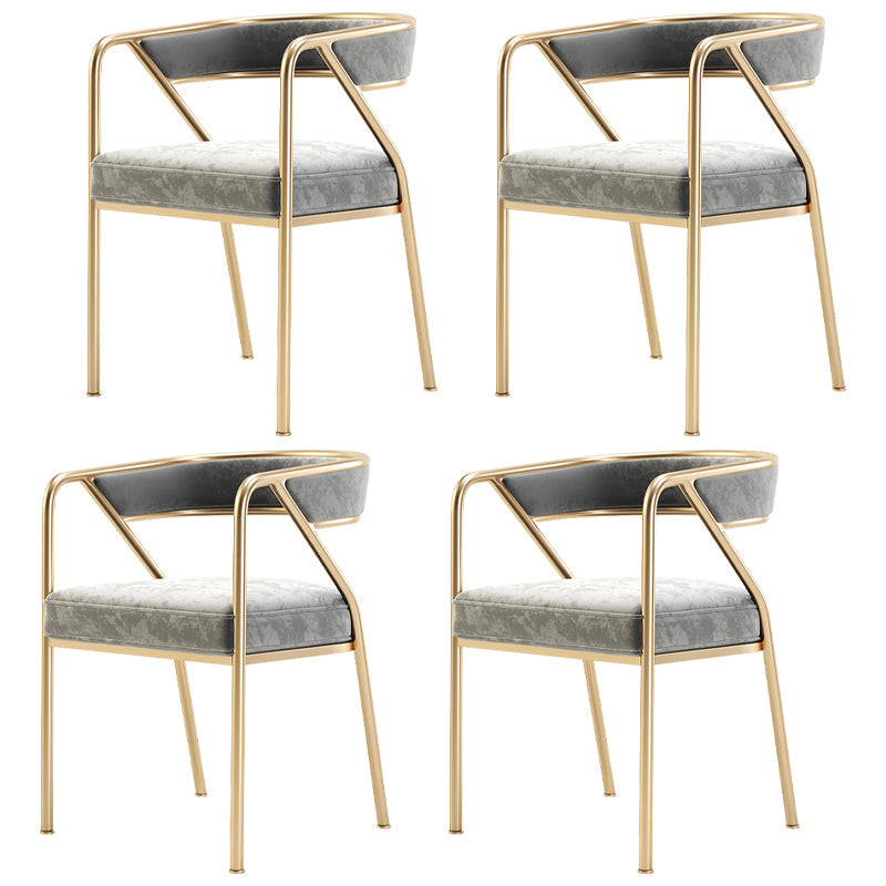 Flannel Scandinavian Restaurant Arm Chair Open Multi-color Dining Chair Grey 4 Piece Set Brass Gold Clearhalo ' kitchen&dining_furn' 'Dining Chairs' 'Dining Tables & Seating' 'dining_chair' 'furn' 'furn_dining_chair' 'Furniture' 'furniture_dining_chair' 'Kitchen & Dining Furniture' 'kitchen' 3574786