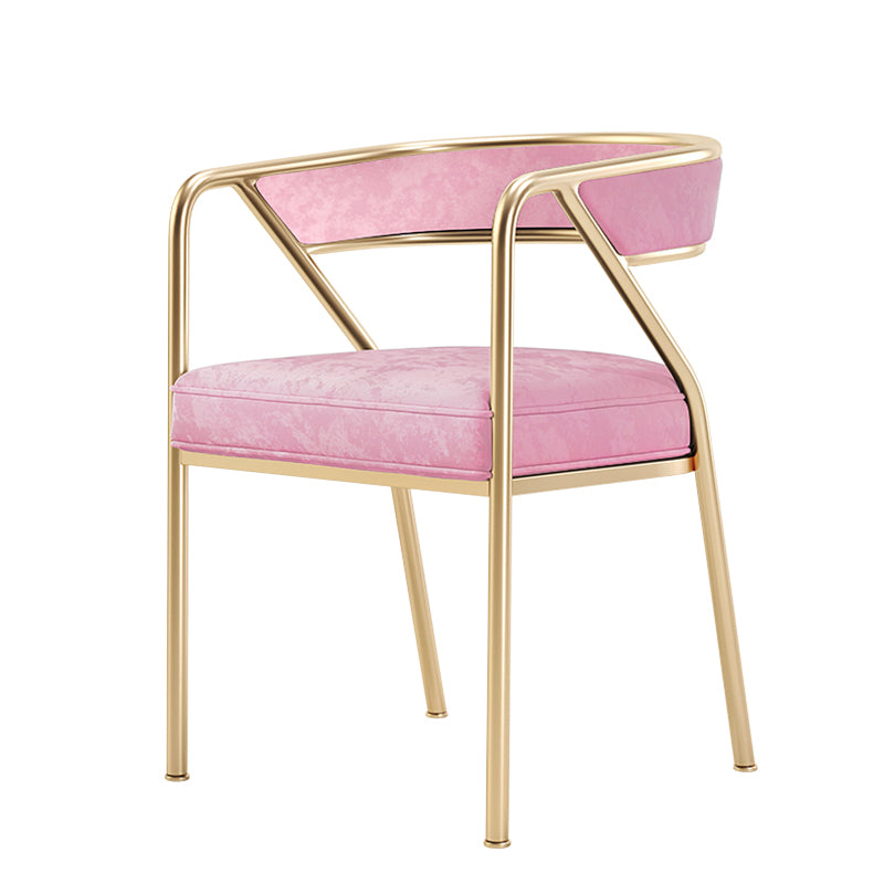 Flannel Scandinavian Restaurant Arm Chair Open Multi-color Dining Chair Pink 1 Piece Brass Gold Clearhalo ' kitchen&dining_furn' 'Dining Chairs' 'Dining Tables & Seating' 'dining_chair' 'furn' 'furn_dining_chair' 'Furniture' 'furniture_dining_chair' 'Kitchen & Dining Furniture' 'kitchen' 3574787