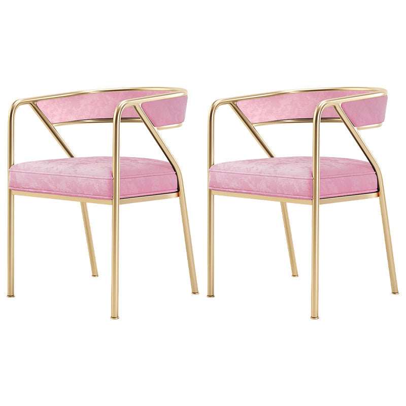 Flannel Scandinavian Restaurant Arm Chair Open Multi-color Dining Chair Pink 2 Piece Set Brass Gold Clearhalo ' kitchen&dining_furn' 'Dining Chairs' 'Dining Tables & Seating' 'dining_chair' 'furn' 'furn_dining_chair' 'Furniture' 'furniture_dining_chair' 'Kitchen & Dining Furniture' 'kitchen' 3574788