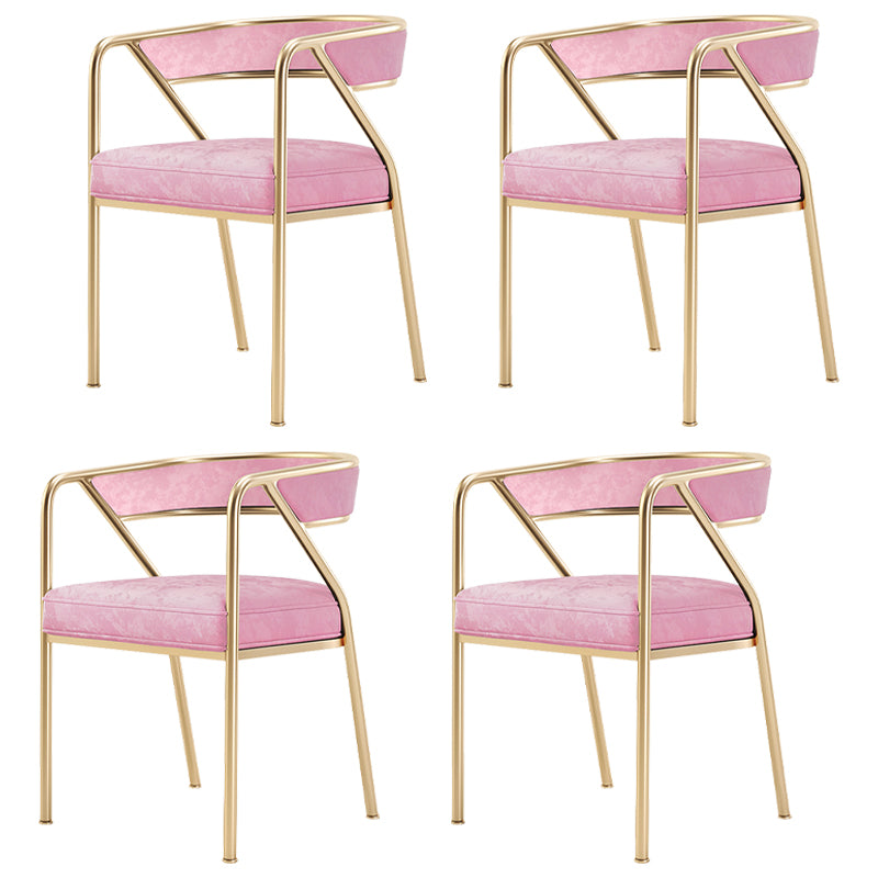 Flannel Scandinavian Restaurant Arm Chair Open Multi-color Dining Chair Pink 4 Piece Set Brass Gold Clearhalo ' kitchen&dining_furn' 'Dining Chairs' 'Dining Tables & Seating' 'dining_chair' 'furn' 'furn_dining_chair' 'Furniture' 'furniture_dining_chair' 'Kitchen & Dining Furniture' 'kitchen' 3574789