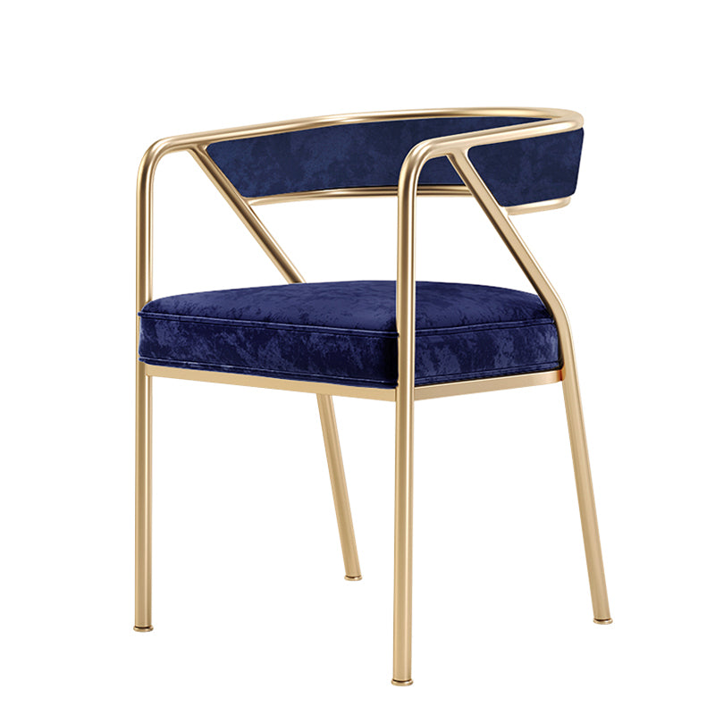 Flannel Scandinavian Restaurant Arm Chair Open Multi-color Dining Chair Blue 1 Piece Brass Gold Clearhalo ' kitchen&dining_furn' 'Dining Chairs' 'Dining Tables & Seating' 'dining_chair' 'furn' 'furn_dining_chair' 'Furniture' 'furniture_dining_chair' 'Kitchen & Dining Furniture' 'kitchen' 3574790