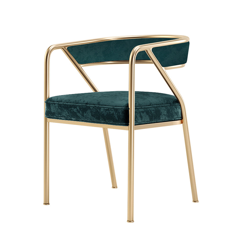 Flannel Scandinavian Restaurant Arm Chair Open Multi-color Dining Chair Green 1 Piece Brass Gold Clearhalo ' kitchen&dining_furn' 'Dining Chairs' 'Dining Tables & Seating' 'dining_chair' 'furn' 'furn_dining_chair' 'Furniture' 'furniture_dining_chair' 'Kitchen & Dining Furniture' 'kitchen' 3574793