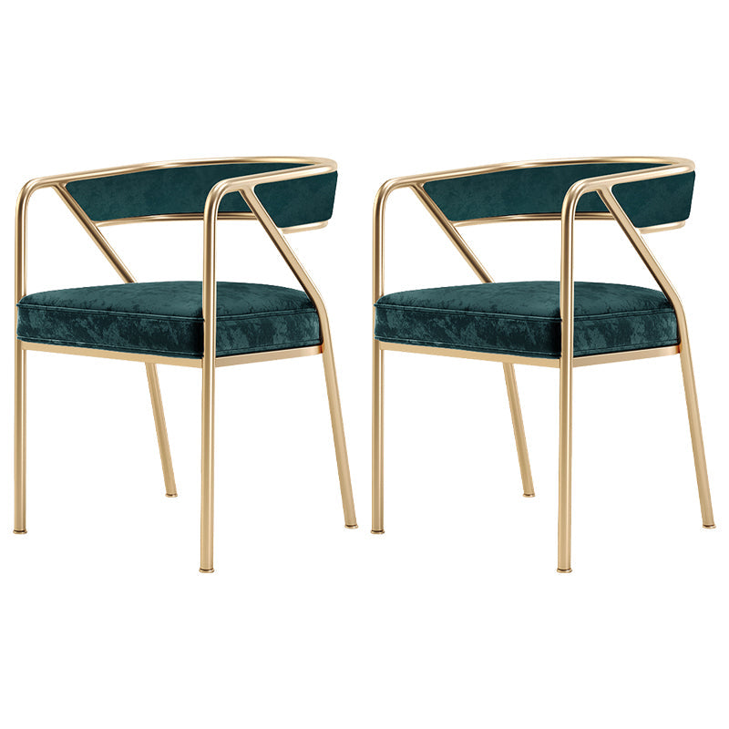 Flannel Scandinavian Restaurant Arm Chair Open Multi-color Dining Chair Green 2 Piece Set Brass Gold Clearhalo ' kitchen&dining_furn' 'Dining Chairs' 'Dining Tables & Seating' 'dining_chair' 'furn' 'furn_dining_chair' 'Furniture' 'furniture_dining_chair' 'Kitchen & Dining Furniture' 'kitchen' 3574794
