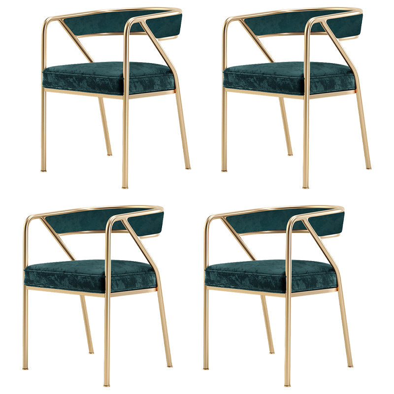 Flannel Scandinavian Restaurant Arm Chair Open Multi-color Dining Chair Green 4 Piece Set Brass Gold Clearhalo ' kitchen&dining_furn' 'Dining Chairs' 'Dining Tables & Seating' 'dining_chair' 'furn' 'furn_dining_chair' 'Furniture' 'furniture_dining_chair' 'Kitchen & Dining Furniture' 'kitchen' 3574795