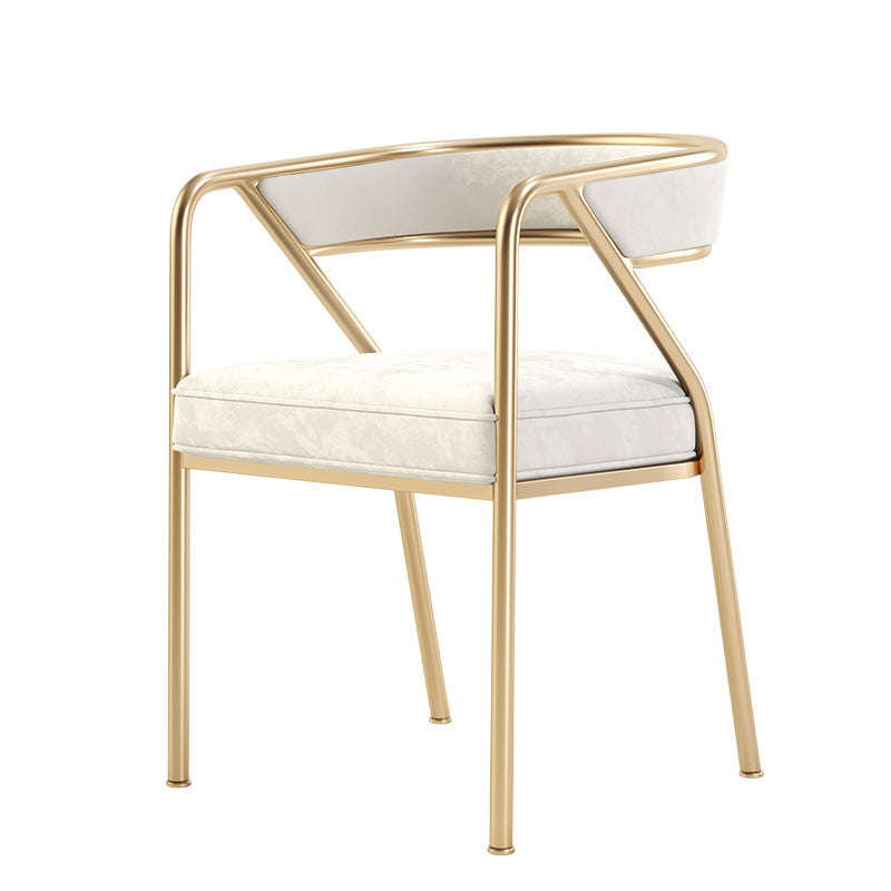 Flannel Scandinavian Restaurant Arm Chair Open Multi-color Dining Chair Off-White 1 Piece Brass Gold Clearhalo ' kitchen&dining_furn' 'Dining Chairs' 'Dining Tables & Seating' 'dining_chair' 'furn' 'furn_dining_chair' 'Furniture' 'furniture_dining_chair' 'Kitchen & Dining Furniture' 'kitchen' 3574796