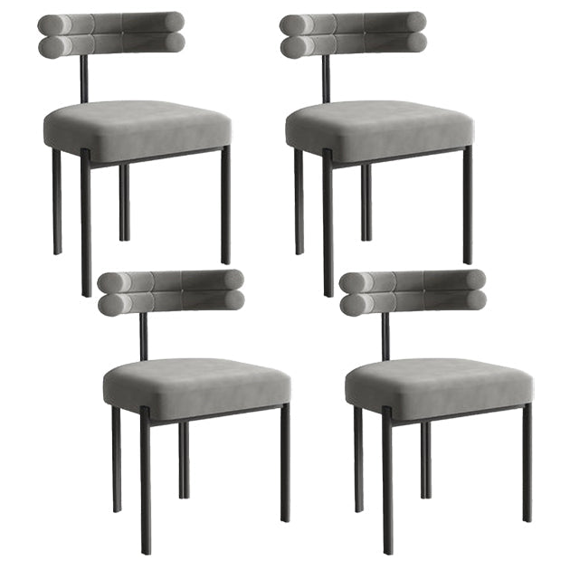 Glam Style Metal Chairs Sets Dining Room Kitchen Open Back Side Chairs Grey 4 Piece Set Clearhalo ' kitchen&dining_furn' 'Dining Chairs' 'Dining Tables & Seating' 'dining_chair' 'furn' 'furn_dining_chair' 'Furniture' 'furniture_dining_chair' 'Kitchen & Dining Furniture' 'kitchen' 3574804