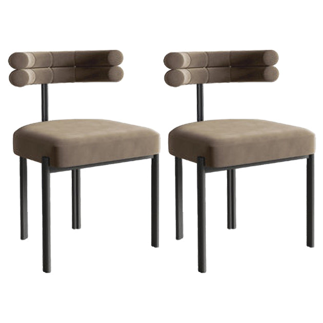 Glam Style Metal Chairs Sets Dining Room Kitchen Open Back Side Chairs Khaki 2 Piece Set Clearhalo ' kitchen&dining_furn' 'Dining Chairs' 'Dining Tables & Seating' 'dining_chair' 'furn' 'furn_dining_chair' 'Furniture' 'furniture_dining_chair' 'Kitchen & Dining Furniture' 'kitchen' 3574812