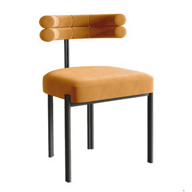 Glam Style Metal Chairs Sets Dining Room Kitchen Open Back Side Chairs Orange 1 Piece Clearhalo ' kitchen&dining_furn' 'Dining Chairs' 'Dining Tables & Seating' 'dining_chair' 'furn' 'furn_dining_chair' 'Furniture' 'furniture_dining_chair' 'Kitchen & Dining Furniture' 'kitchen' 3574816
