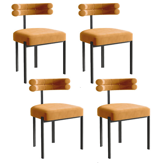 Glam Style Metal Chairs Sets Dining Room Kitchen Open Back Side Chairs Orange 4 Piece Set Clearhalo ' kitchen&dining_furn' 'Dining Chairs' 'Dining Tables & Seating' 'dining_chair' 'furn' 'furn_dining_chair' 'Furniture' 'furniture_dining_chair' 'Kitchen & Dining Furniture' 'kitchen' 3574819