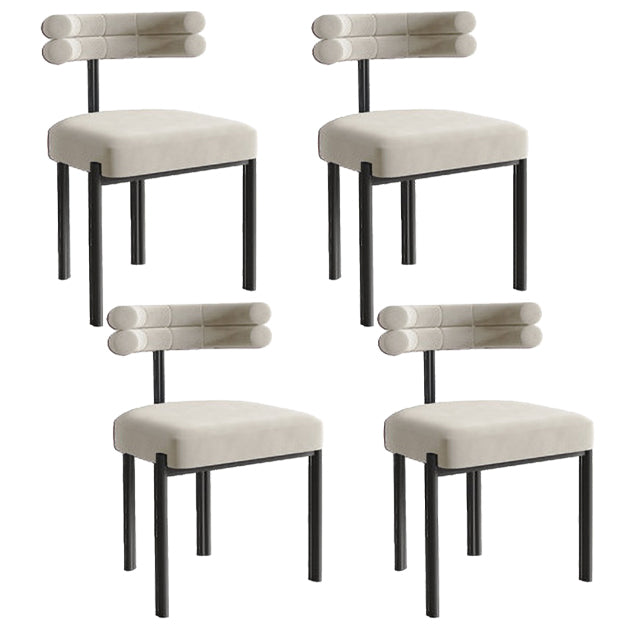 Glam Style Metal Chairs Sets Dining Room Kitchen Open Back Side Chairs Off-White 4 Piece Set Clearhalo ' kitchen&dining_furn' 'Dining Chairs' 'Dining Tables & Seating' 'dining_chair' 'furn' 'furn_dining_chair' 'Furniture' 'furniture_dining_chair' 'Kitchen & Dining Furniture' 'kitchen' 3574825