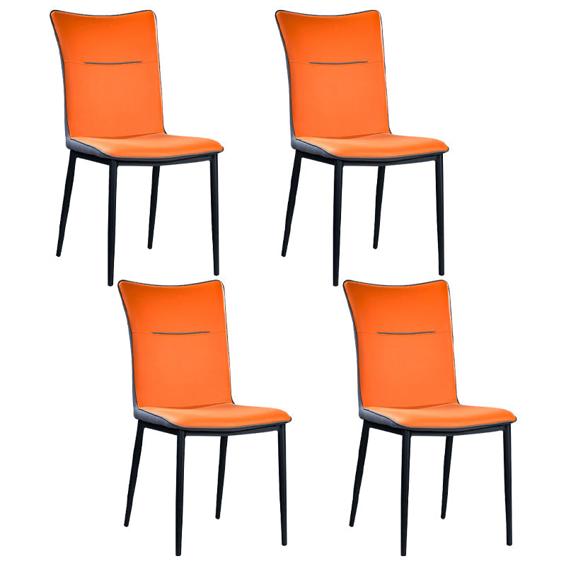 Home Scandinavian Side Chair Indoor Solid Back Metal Dining Room Chair Orange 4 Piece Set Clearhalo ' kitchen&dining_furn' 'Dining Chairs' 'Dining Tables & Seating' 'dining_chair' 'furn' 'furn_dining_chair' 'Furniture' 'furniture_dining_chair' 'Kitchen & Dining Furniture' 'kitchen' 3574850