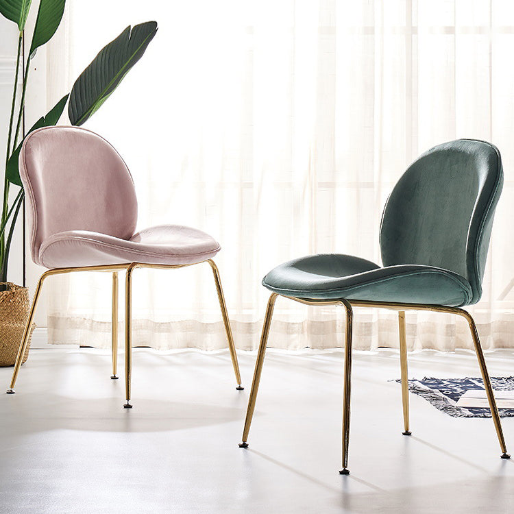 Upholstered Velvet Armless Dining Chairs Solid Back Side Chair with Metal Legs Clearhalo ' kitchen&dining_furn' 'Dining Chairs' 'Dining Tables & Seating' 'dining_chair' 'furn' 'furn_dining_chair' 'Furniture' 'furniture_dining_chair' 'Kitchen & Dining Furniture' 'kitchen' 3574916