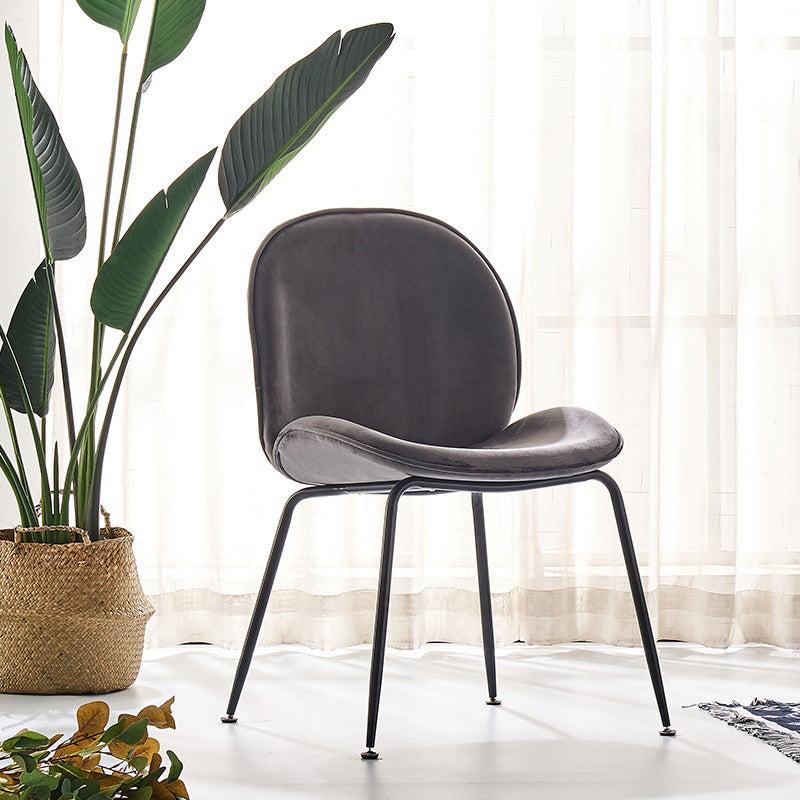 Upholstered Velvet Armless Dining Chairs Solid Back Side Chair with Metal Legs Dark Gray 1 Piece Black Clearhalo ' kitchen&dining_furn' 'Dining Chairs' 'Dining Tables & Seating' 'dining_chair' 'furn' 'furn_dining_chair' 'Furniture' 'furniture_dining_chair' 'Kitchen & Dining Furniture' 'kitchen' 3574917