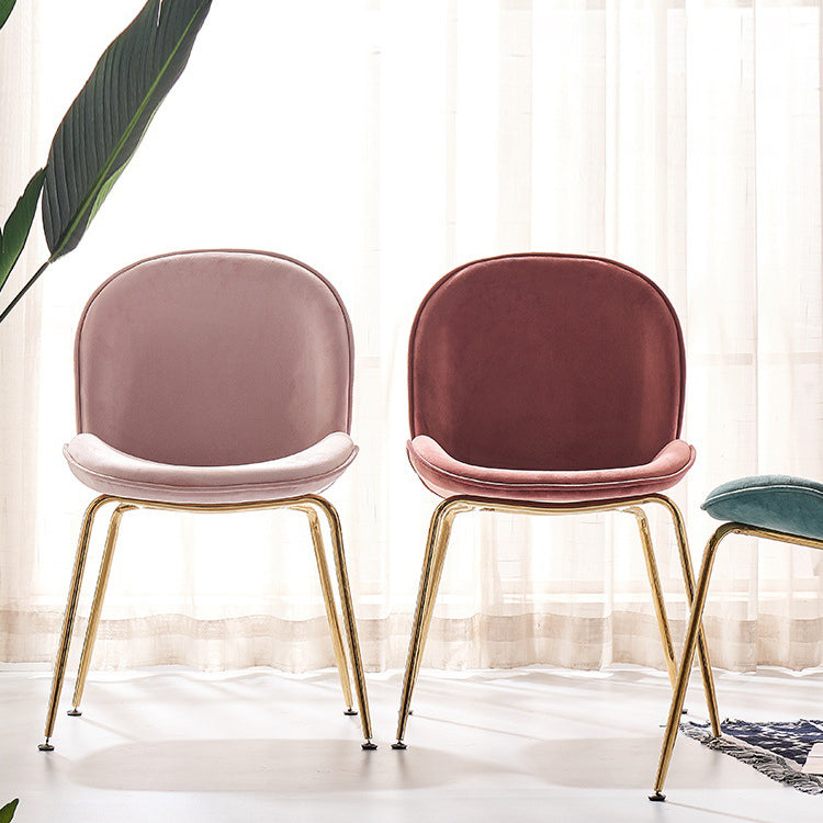 Upholstered Velvet Armless Dining Chairs Solid Back Side Chair with Metal Legs Clearhalo ' kitchen&dining_furn' 'Dining Chairs' 'Dining Tables & Seating' 'dining_chair' 'furn' 'furn_dining_chair' 'Furniture' 'furniture_dining_chair' 'Kitchen & Dining Furniture' 'kitchen' 3574918