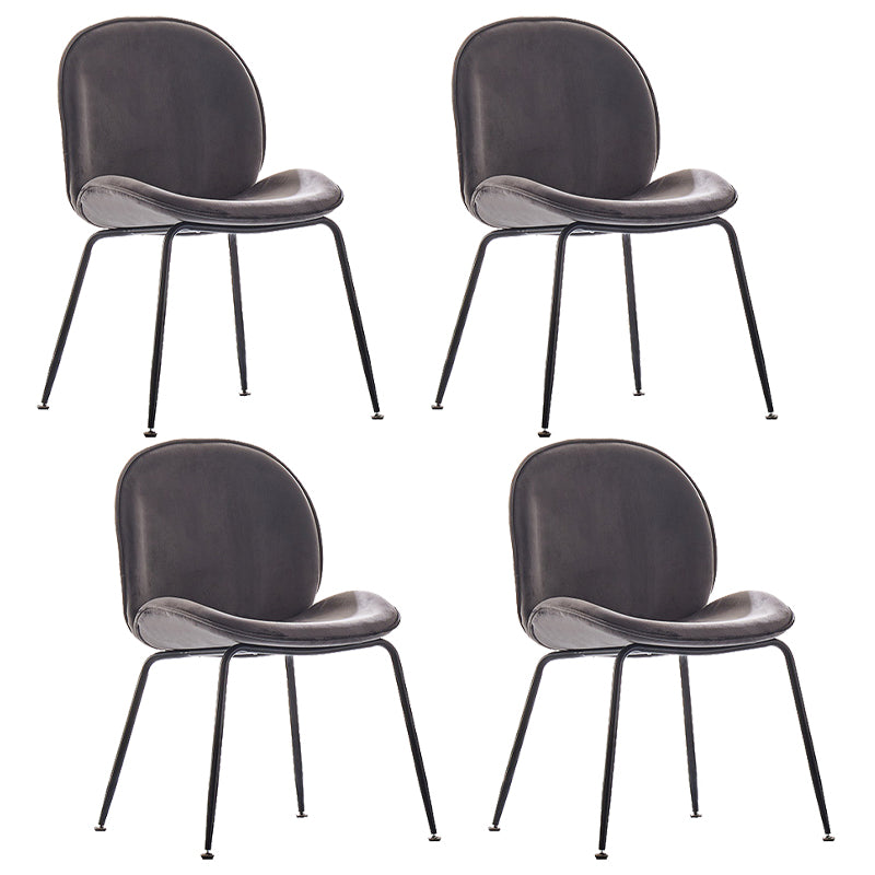 Upholstered Velvet Armless Dining Chairs Solid Back Side Chair with Metal Legs Dark Gray 4 Piece Set Black Clearhalo ' kitchen&dining_furn' 'Dining Chairs' 'Dining Tables & Seating' 'dining_chair' 'furn' 'furn_dining_chair' 'Furniture' 'furniture_dining_chair' 'Kitchen & Dining Furniture' 'kitchen' 3574921