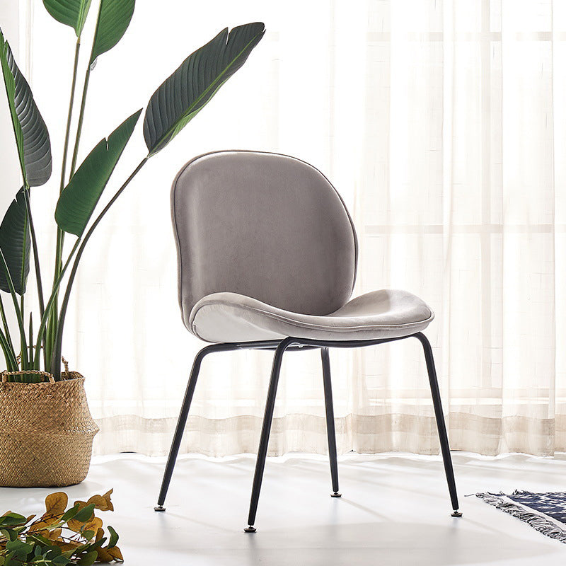 Upholstered Velvet Armless Dining Chairs Solid Back Side Chair with Metal Legs Light Gray 1 Piece Black Clearhalo ' kitchen&dining_furn' 'Dining Chairs' 'Dining Tables & Seating' 'dining_chair' 'furn' 'furn_dining_chair' 'Furniture' 'furniture_dining_chair' 'Kitchen & Dining Furniture' 'kitchen' 3574922