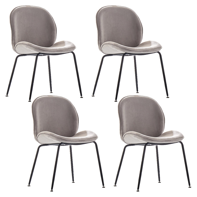 Upholstered Velvet Armless Dining Chairs Solid Back Side Chair with Metal Legs Light Gray 4 Piece Set Black Clearhalo ' kitchen&dining_furn' 'Dining Chairs' 'Dining Tables & Seating' 'dining_chair' 'furn' 'furn_dining_chair' 'Furniture' 'furniture_dining_chair' 'Kitchen & Dining Furniture' 'kitchen' 3574927