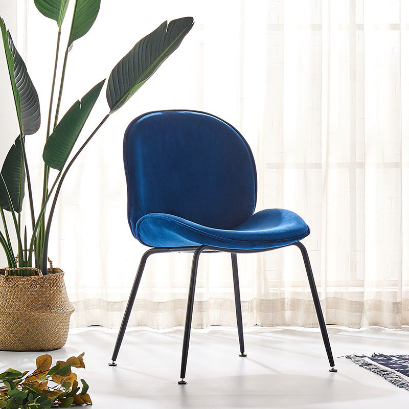 Upholstered Velvet Armless Dining Chairs Solid Back Side Chair with Metal Legs Dark Blue 1 Piece Black Clearhalo ' kitchen&dining_furn' 'Dining Chairs' 'Dining Tables & Seating' 'dining_chair' 'furn' 'furn_dining_chair' 'Furniture' 'furniture_dining_chair' 'Kitchen & Dining Furniture' 'kitchen' 3574929