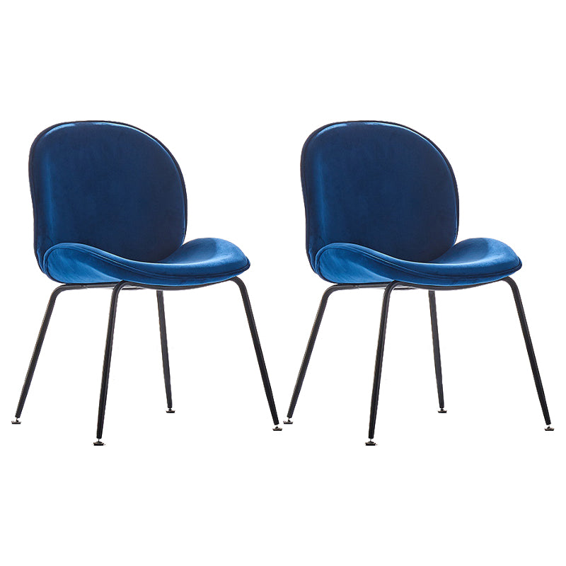 Upholstered Velvet Armless Dining Chairs Solid Back Side Chair with Metal Legs Dark Blue 2 Piece Set Black Clearhalo ' kitchen&dining_furn' 'Dining Chairs' 'Dining Tables & Seating' 'dining_chair' 'furn' 'furn_dining_chair' 'Furniture' 'furniture_dining_chair' 'Kitchen & Dining Furniture' 'kitchen' 3574931