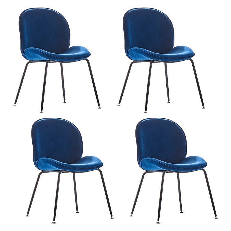 Upholstered Velvet Armless Dining Chairs Solid Back Side Chair with Metal Legs Dark Blue 4 Piece Set Black Clearhalo ' kitchen&dining_furn' 'Dining Chairs' 'Dining Tables & Seating' 'dining_chair' 'furn' 'furn_dining_chair' 'Furniture' 'furniture_dining_chair' 'Kitchen & Dining Furniture' 'kitchen' 3574932
