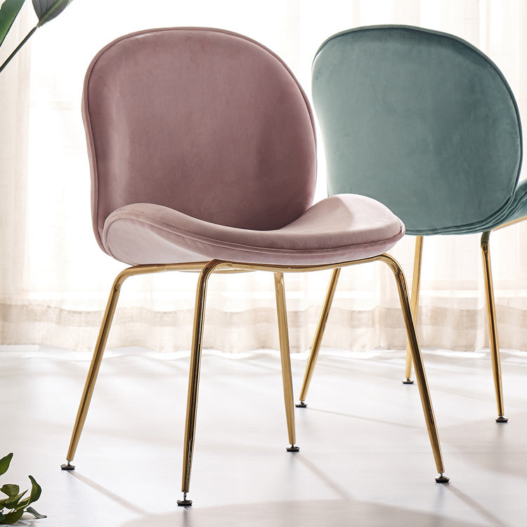 Upholstered Velvet Armless Dining Chairs Solid Back Side Chair with Metal Legs Clearhalo ' kitchen&dining_furn' 'Dining Chairs' 'Dining Tables & Seating' 'dining_chair' 'furn' 'furn_dining_chair' 'Furniture' 'furniture_dining_chair' 'Kitchen & Dining Furniture' 'kitchen' 3574934