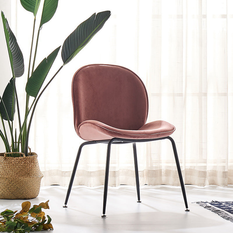 Upholstered Velvet Armless Dining Chairs Solid Back Side Chair with Metal Legs Dark Pink 1 Piece Black Clearhalo ' kitchen&dining_furn' 'Dining Chairs' 'Dining Tables & Seating' 'dining_chair' 'furn' 'furn_dining_chair' 'Furniture' 'furniture_dining_chair' 'Kitchen & Dining Furniture' 'kitchen' 3574935