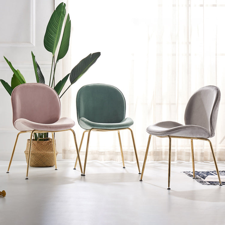 Upholstered Velvet Armless Dining Chairs Solid Back Side Chair with Metal Legs Clearhalo ' kitchen&dining_furn' 'Dining Chairs' 'Dining Tables & Seating' 'dining_chair' 'furn' 'furn_dining_chair' 'Furniture' 'furniture_dining_chair' 'Kitchen & Dining Furniture' 'kitchen' 3574936