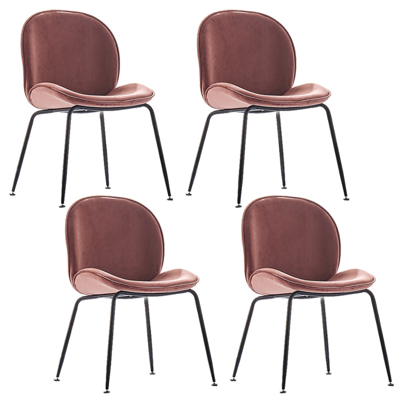 Upholstered Velvet Armless Dining Chairs Solid Back Side Chair with Metal Legs Dark Pink 4 Piece Set Black Clearhalo ' kitchen&dining_furn' 'Dining Chairs' 'Dining Tables & Seating' 'dining_chair' 'furn' 'furn_dining_chair' 'Furniture' 'furniture_dining_chair' 'Kitchen & Dining Furniture' 'kitchen' 3574938
