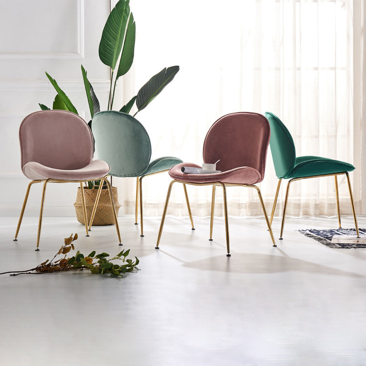 Upholstered Velvet Armless Dining Chairs Solid Back Side Chair with Metal Legs Clearhalo ' kitchen&dining_furn' 'Dining Chairs' 'Dining Tables & Seating' 'dining_chair' 'furn' 'furn_dining_chair' 'Furniture' 'furniture_dining_chair' 'Kitchen & Dining Furniture' 'kitchen' 3574939