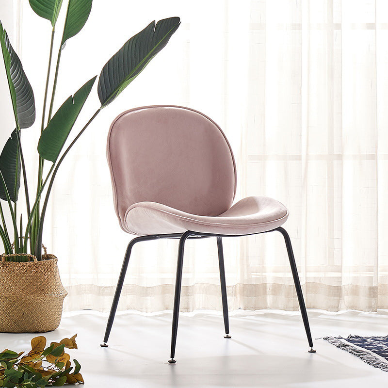 Upholstered Velvet Armless Dining Chairs Solid Back Side Chair with Metal Legs Light Pink 1 Piece Black Clearhalo ' kitchen&dining_furn' 'Dining Chairs' 'Dining Tables & Seating' 'dining_chair' 'furn' 'furn_dining_chair' 'Furniture' 'furniture_dining_chair' 'Kitchen & Dining Furniture' 'kitchen' 3574940