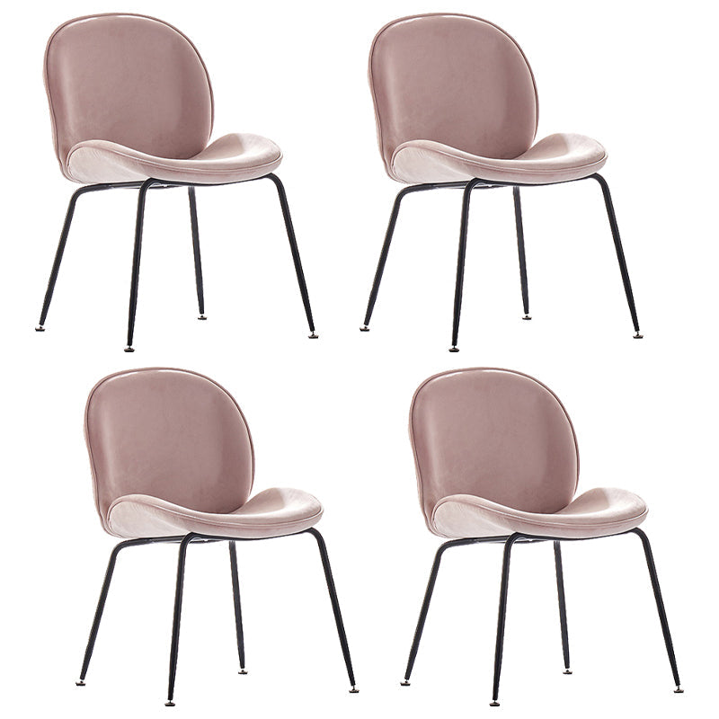 Upholstered Velvet Armless Dining Chairs Solid Back Side Chair with Metal Legs Light Pink 4 Piece Set Black Clearhalo ' kitchen&dining_furn' 'Dining Chairs' 'Dining Tables & Seating' 'dining_chair' 'furn' 'furn_dining_chair' 'Furniture' 'furniture_dining_chair' 'Kitchen & Dining Furniture' 'kitchen' 3574942