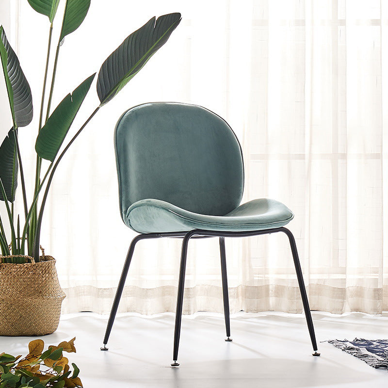 Upholstered Velvet Armless Dining Chairs Solid Back Side Chair with Metal Legs Turquoise 1 Piece Black Clearhalo ' kitchen&dining_furn' 'Dining Chairs' 'Dining Tables & Seating' 'dining_chair' 'furn' 'furn_dining_chair' 'Furniture' 'furniture_dining_chair' 'Kitchen & Dining Furniture' 'kitchen' 3574943