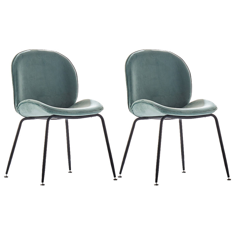 Upholstered Velvet Armless Dining Chairs Solid Back Side Chair with Metal Legs Turquoise 2 Piece Set Black Clearhalo ' kitchen&dining_furn' 'Dining Chairs' 'Dining Tables & Seating' 'dining_chair' 'furn' 'furn_dining_chair' 'Furniture' 'furniture_dining_chair' 'Kitchen & Dining Furniture' 'kitchen' 3574944