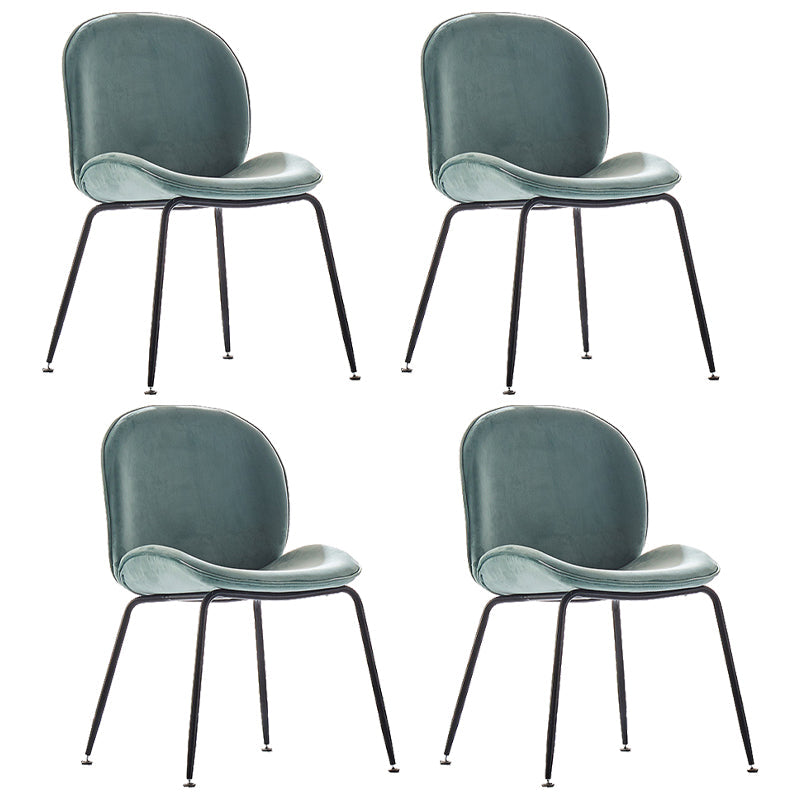 Upholstered Velvet Armless Dining Chairs Solid Back Side Chair with Metal Legs Turquoise 4 Piece Set Black Clearhalo ' kitchen&dining_furn' 'Dining Chairs' 'Dining Tables & Seating' 'dining_chair' 'furn' 'furn_dining_chair' 'Furniture' 'furniture_dining_chair' 'Kitchen & Dining Furniture' 'kitchen' 3574945