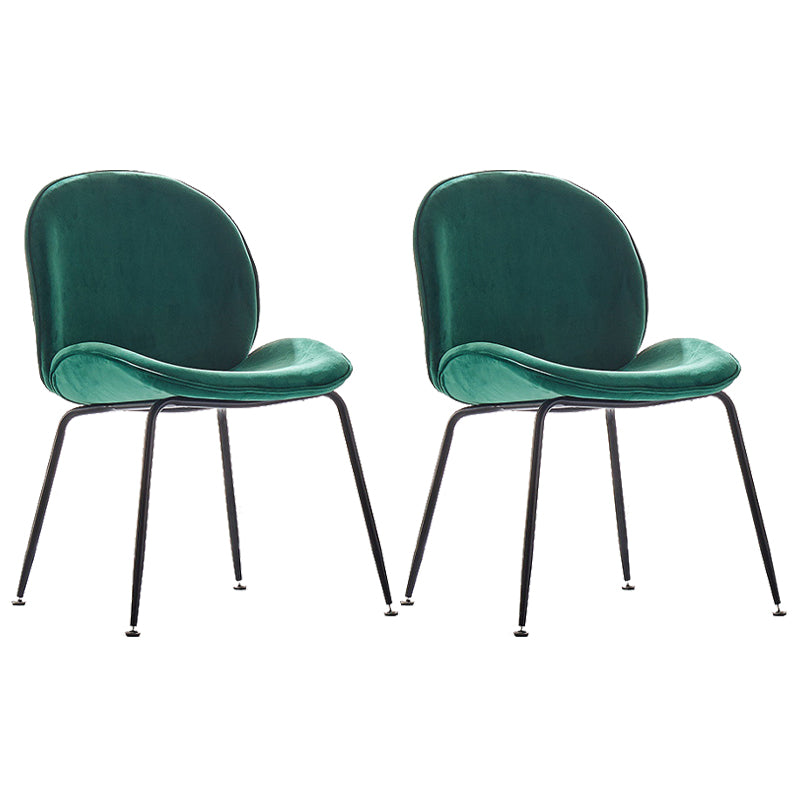 Upholstered Velvet Armless Dining Chairs Solid Back Side Chair with Metal Legs Blackish Green 2 Piece Set Black Clearhalo ' kitchen&dining_furn' 'Dining Chairs' 'Dining Tables & Seating' 'dining_chair' 'furn' 'furn_dining_chair' 'Furniture' 'furniture_dining_chair' 'Kitchen & Dining Furniture' 'kitchen' 3574947