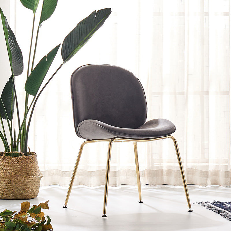 Upholstered Velvet Armless Dining Chairs Solid Back Side Chair with Metal Legs Dark Gray 1 Piece Brass Gold Clearhalo ' kitchen&dining_furn' 'Dining Chairs' 'Dining Tables & Seating' 'dining_chair' 'furn' 'furn_dining_chair' 'Furniture' 'furniture_dining_chair' 'Kitchen & Dining Furniture' 'kitchen' 3574949